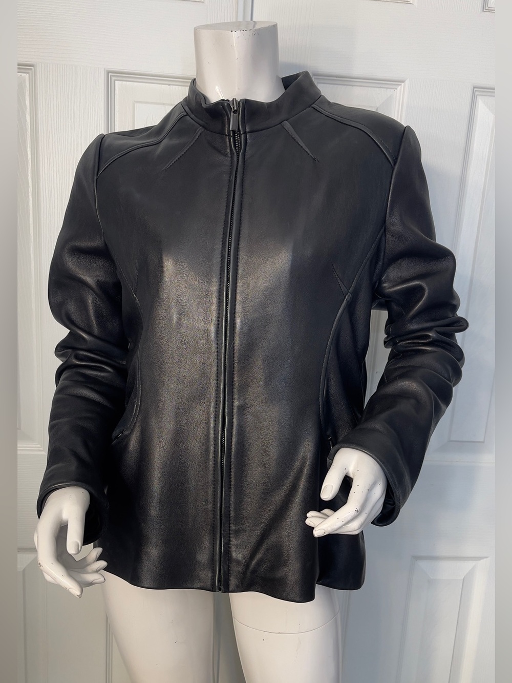 💯Leather Leather Zip-Up Jacket